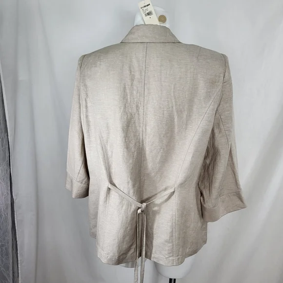 Lane Bryant Blazer JACKET Linen Blend Womens Size 20 Ruffle 3/4 Sleeves NWT - Picture 3 of 16